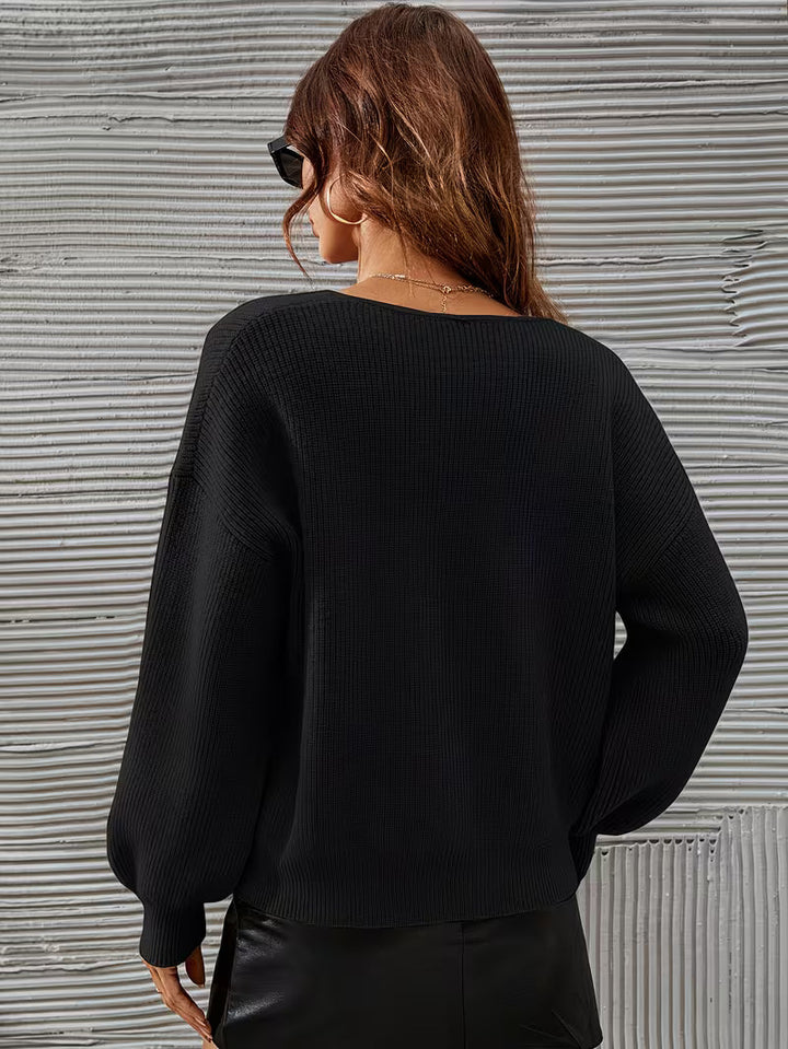 Irmelin - Camisola com decote em V e ombros caídos