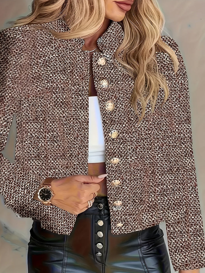 Aruzhan - Blazer Elegante De Manga Comprida Com Botão