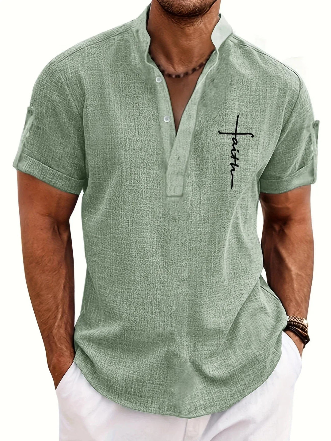 Samuelson - Camisa Elegante De Manga Curta Com Gola