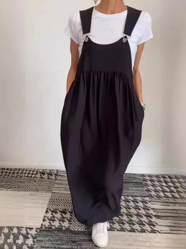 Regla - Vestido Solto De Algodão E Linho Com Alças