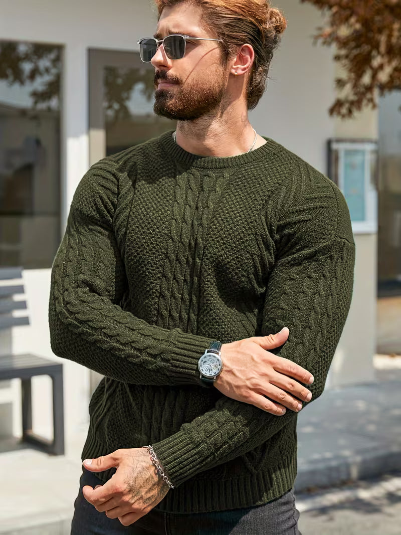 Eiduks - Camisola Clássica de Gola Redonda com Ponto Trançado