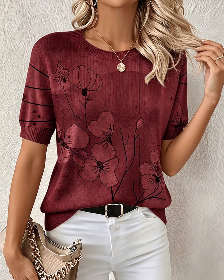 Svea - Camisola De Manga Curta Com Gola Redonda E Estampado