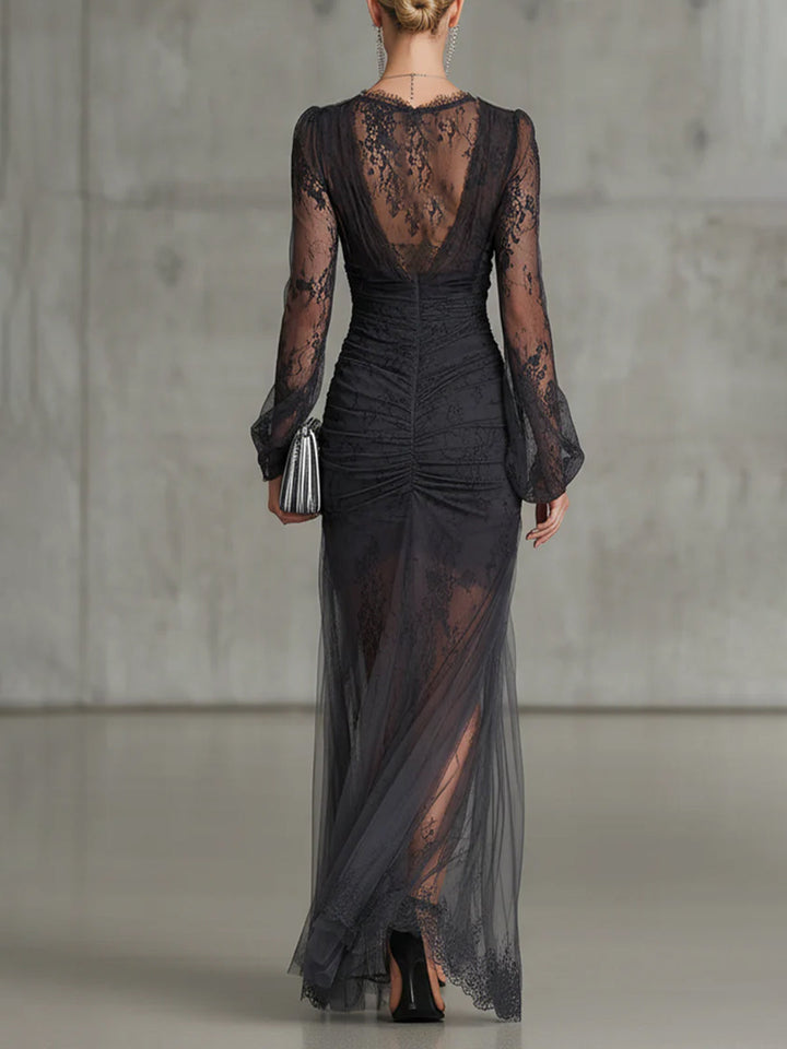 Laena - Vestido Comprido Com Decote Em V e Fenda Espetacular