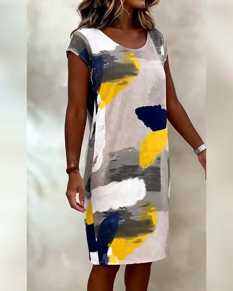 Addie - Vestido de gola Redonda com Estampado Tie-dye