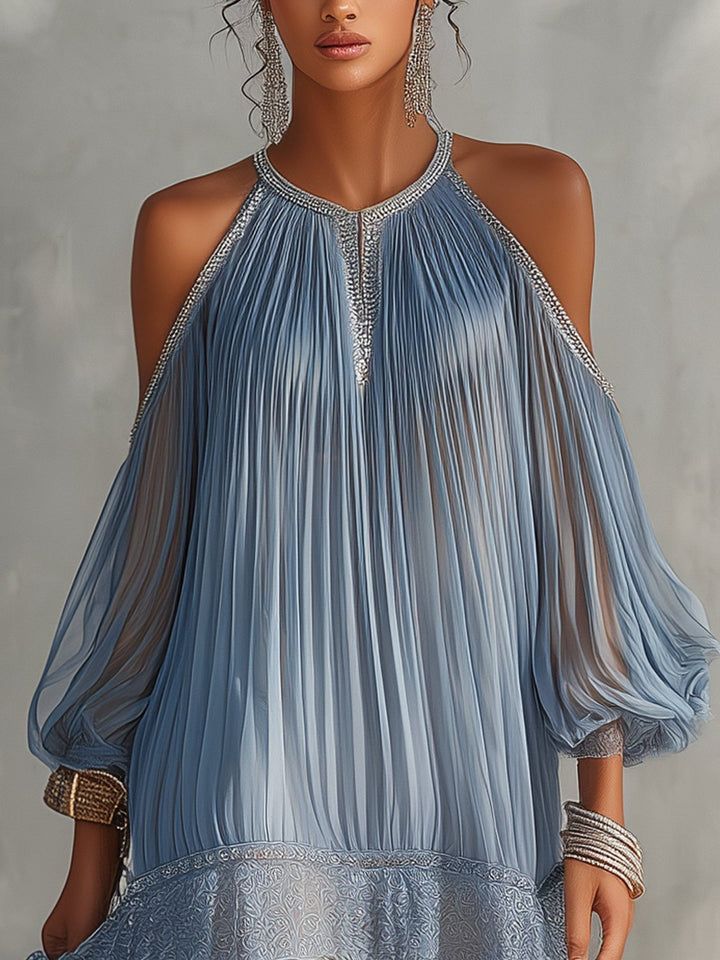 Viyana - Mini-Vestido Plissado Com Ombros À Mostra