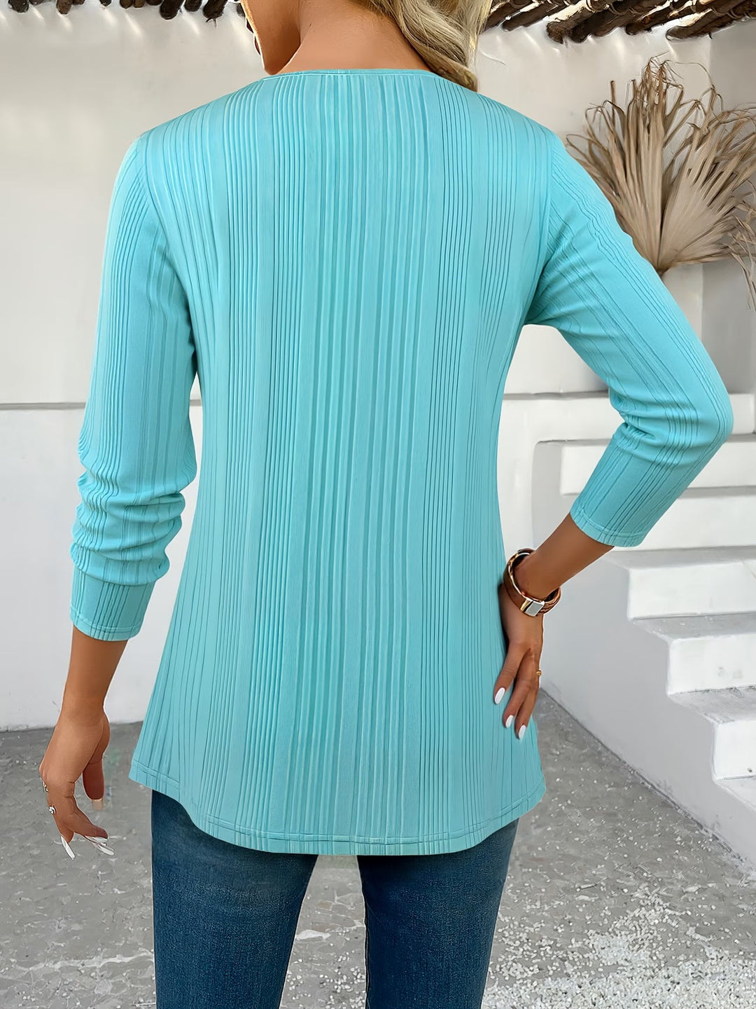 Lizeth - Camiseta De Manga Comprida Com Gola Redonda