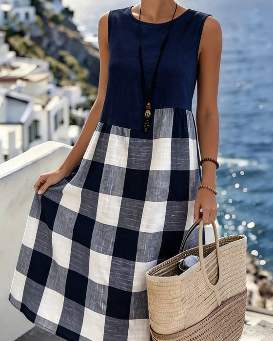 Suzina - Vestido Sem Mangas Em Patchwork Xadrez