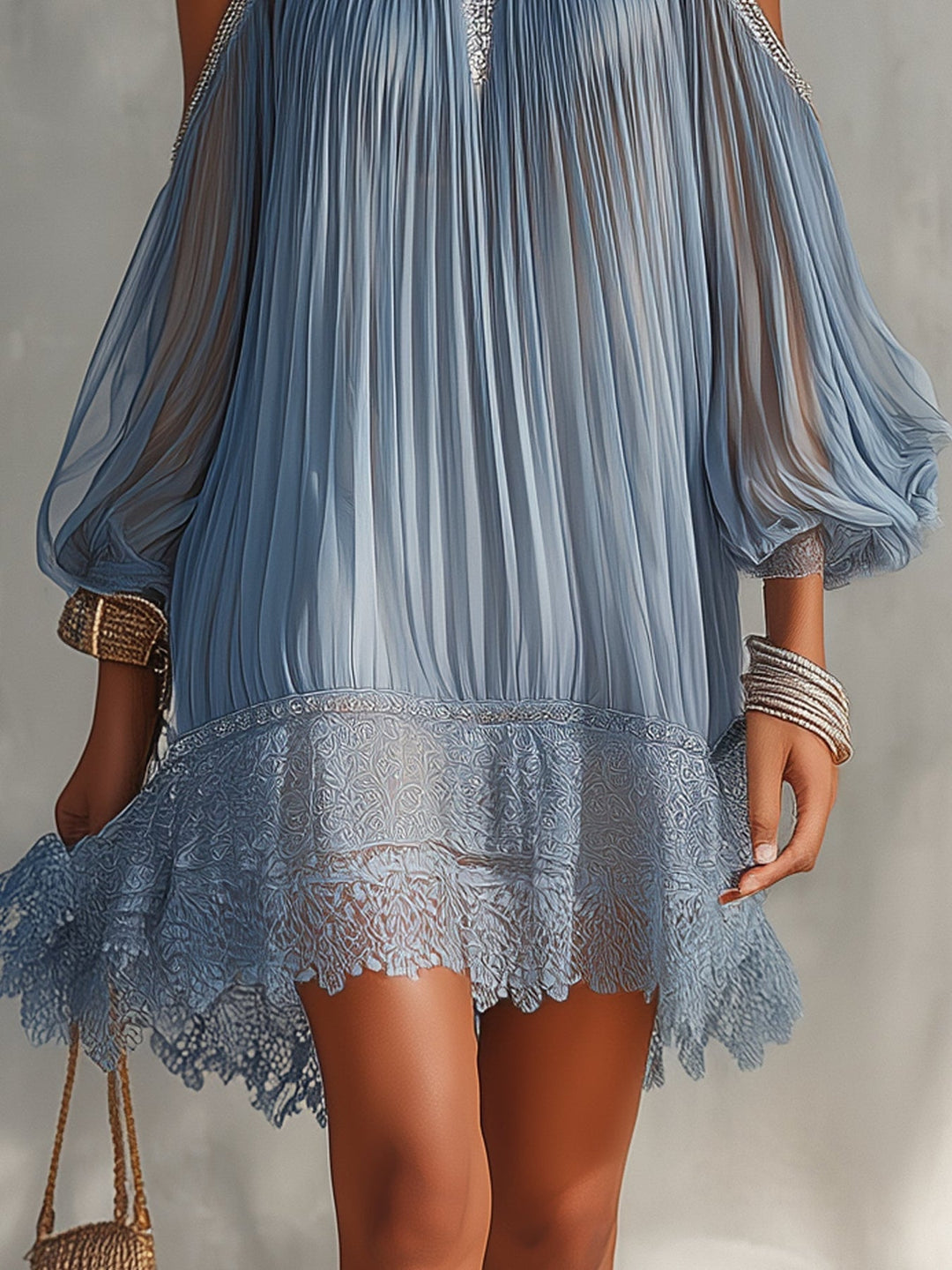 Viyana - Mini-Vestido Plissado Com Ombros À Mostra