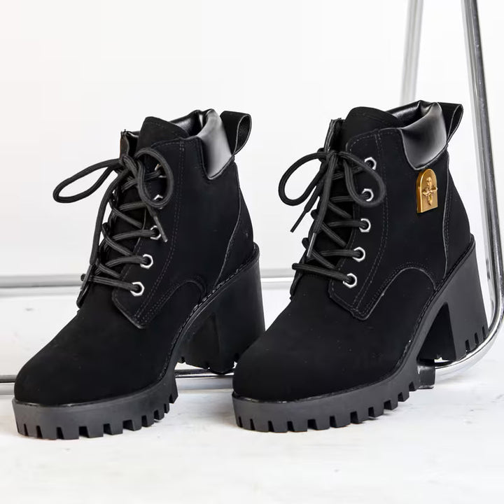 Donjeta - Botas de Cano Curto Com Salto Grosso e Atacadores
