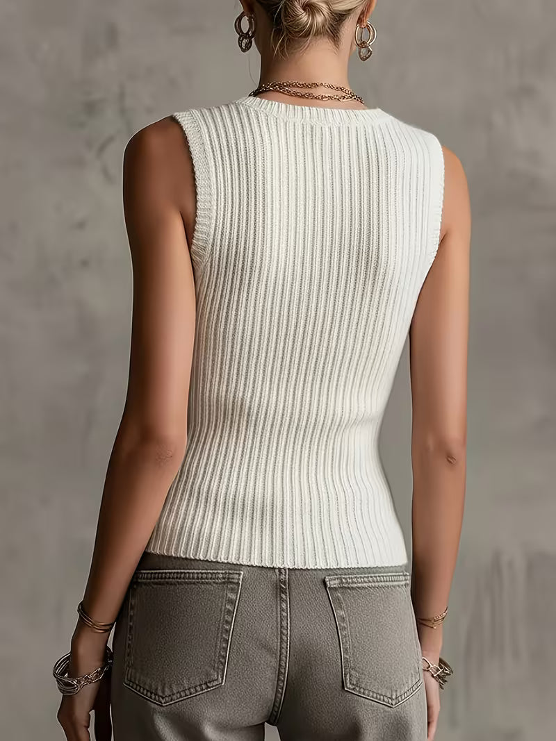 Sutchai - Colete sem Mangas com Padrão Jacquard em forma de Coração