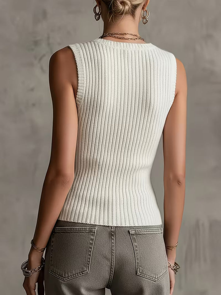 Sutchai - Colete sem Mangas com Padrão Jacquard em forma de Coração