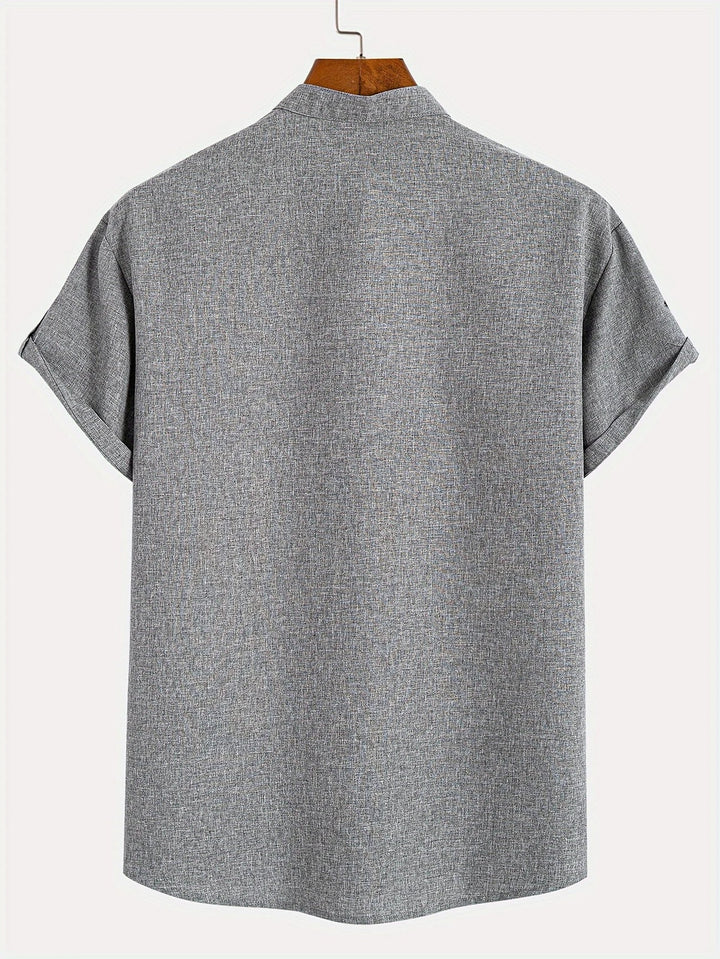Samuelson - Camisa Elegante De Manga Curta Com Gola