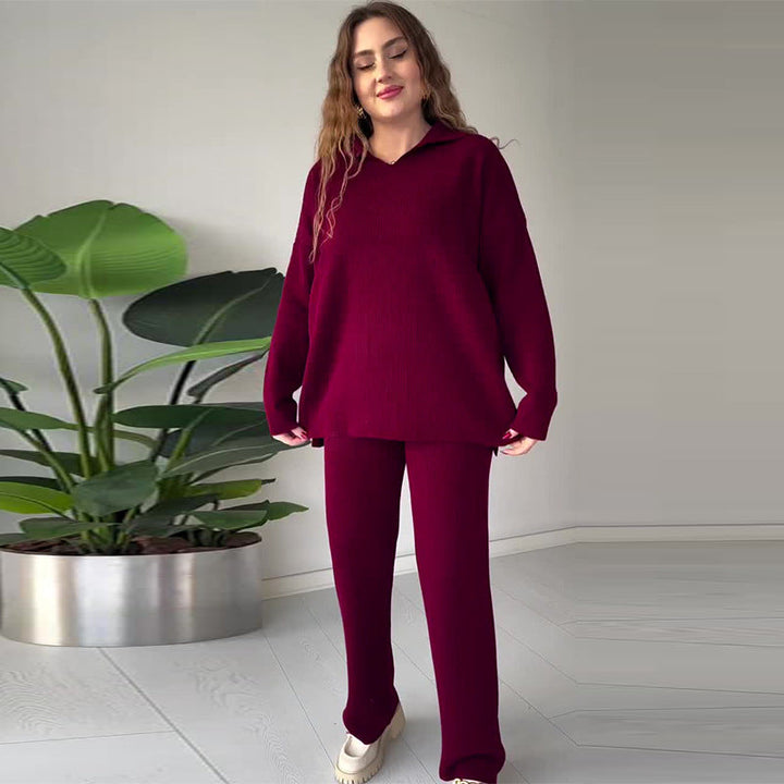 Alyana – Conjunto de Duas Peças em Malha Canelada Para Estar em Casa