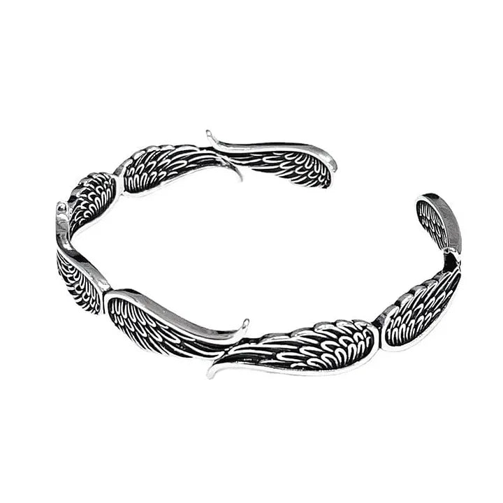 Maynard - Pulseira Vintage em Prata com Asas de Anjo