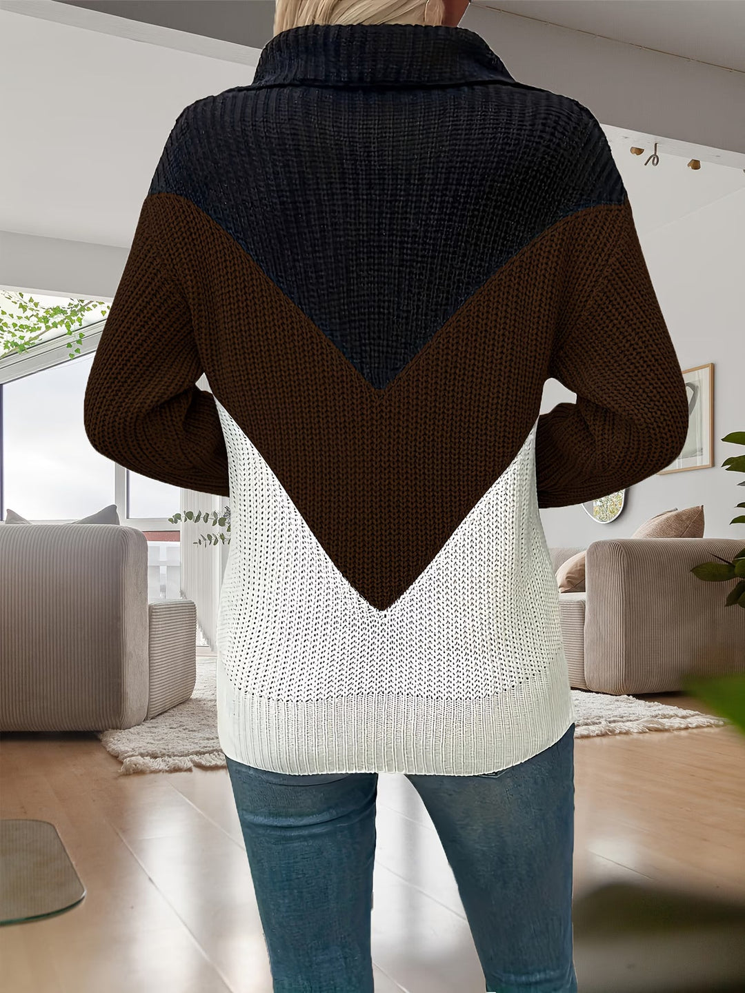 Fagina - Camisola Elegante De Malha Com Meio Fecho