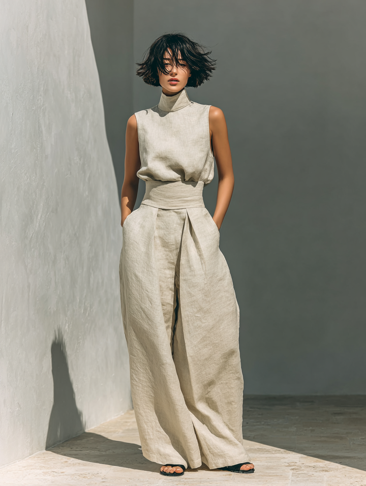 Vlatka - Conjunto De Blusa Sem Mangas e Calças Largas