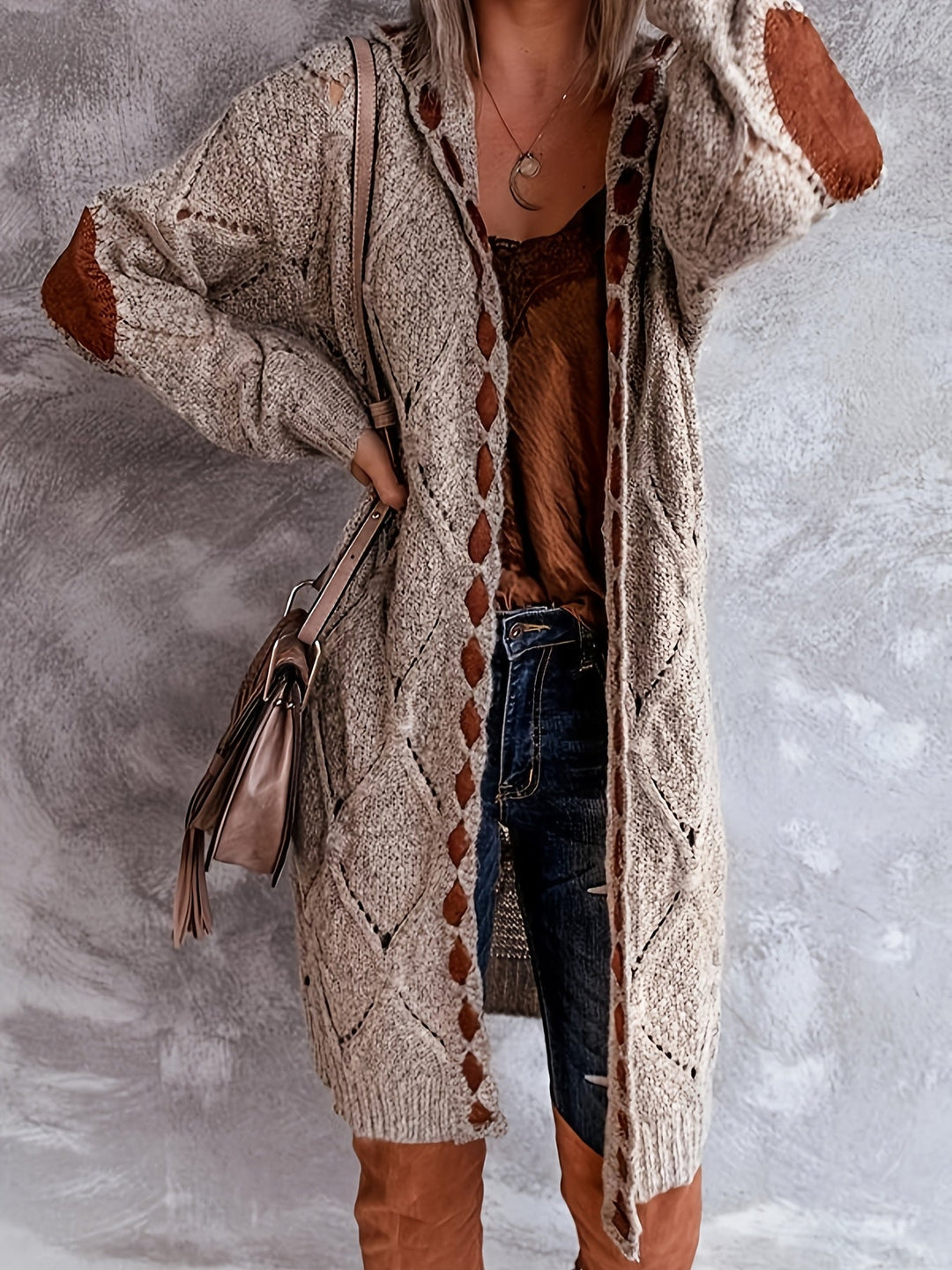 Mohina - Casaco Comprido De Malha Patchwork