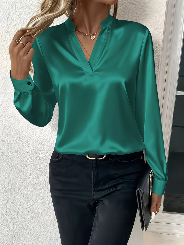 Ronika - Blusa De Manga Comprida Com Decote em V