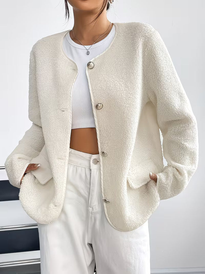 Viktorija - Casaco Elegante Com Gola Redonda e Botões