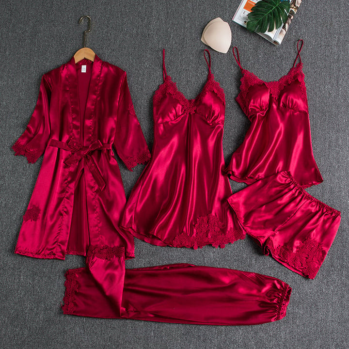 Noga - Conjunto de Roupa de Dormir de Seda com 5 Peças