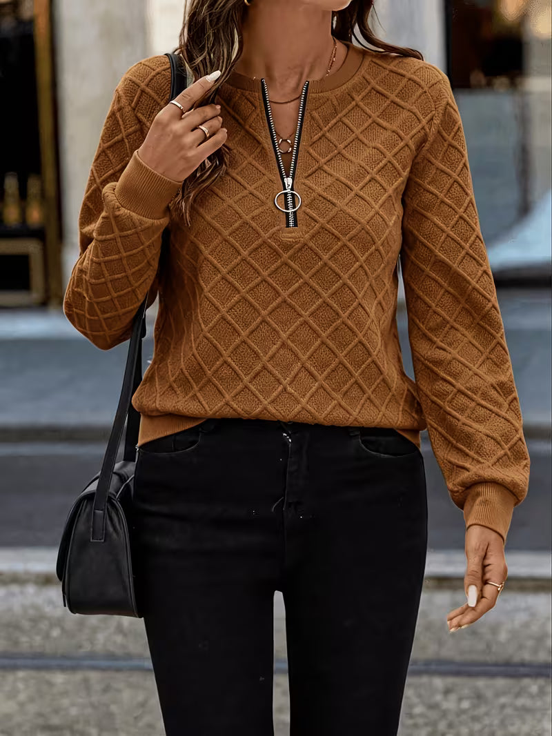 Juliet - Camisola de Manga Comprida Com Textura e Gola Com Fecho