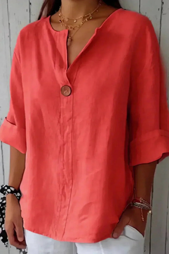 Chalina - Blusa De Linho Com Decote Em V