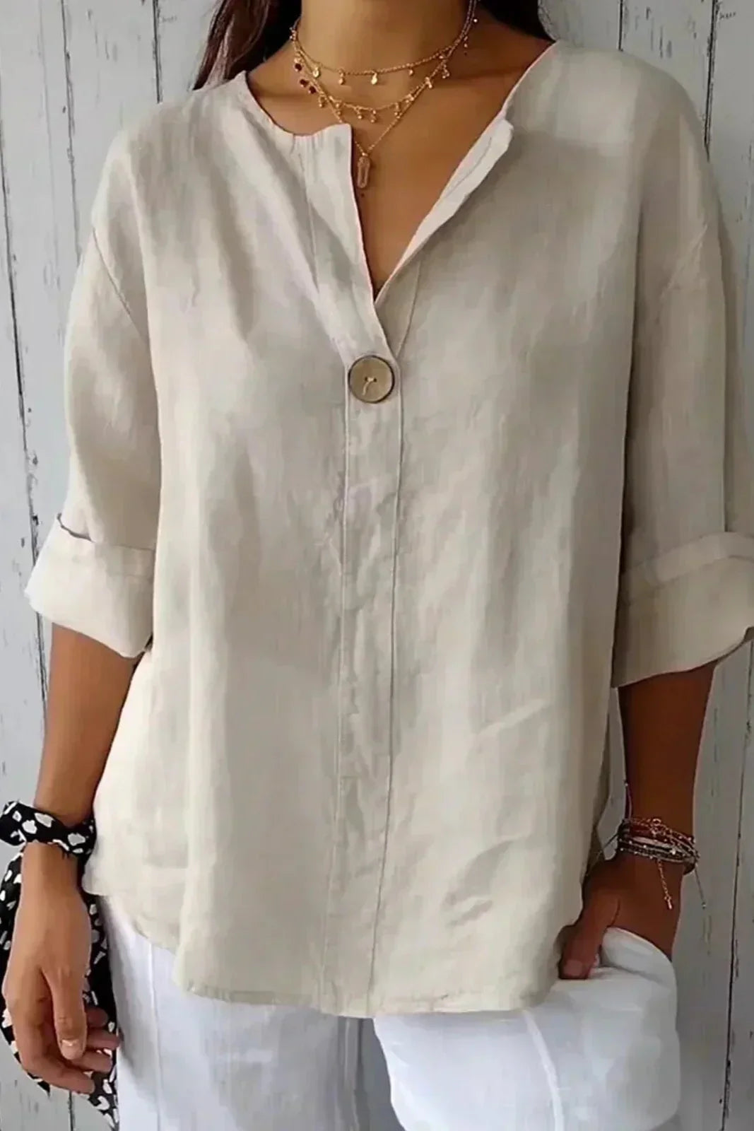 Chalina - Blusa De Linho Com Decote Em V
