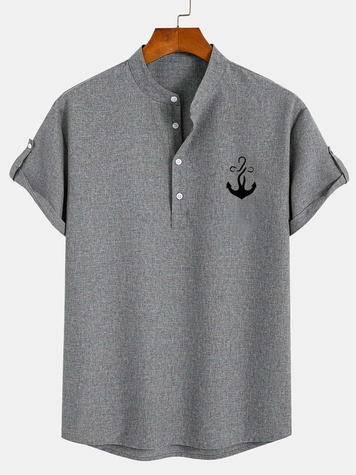 Samuelson - Camisa Elegante De Manga Curta Com Gola