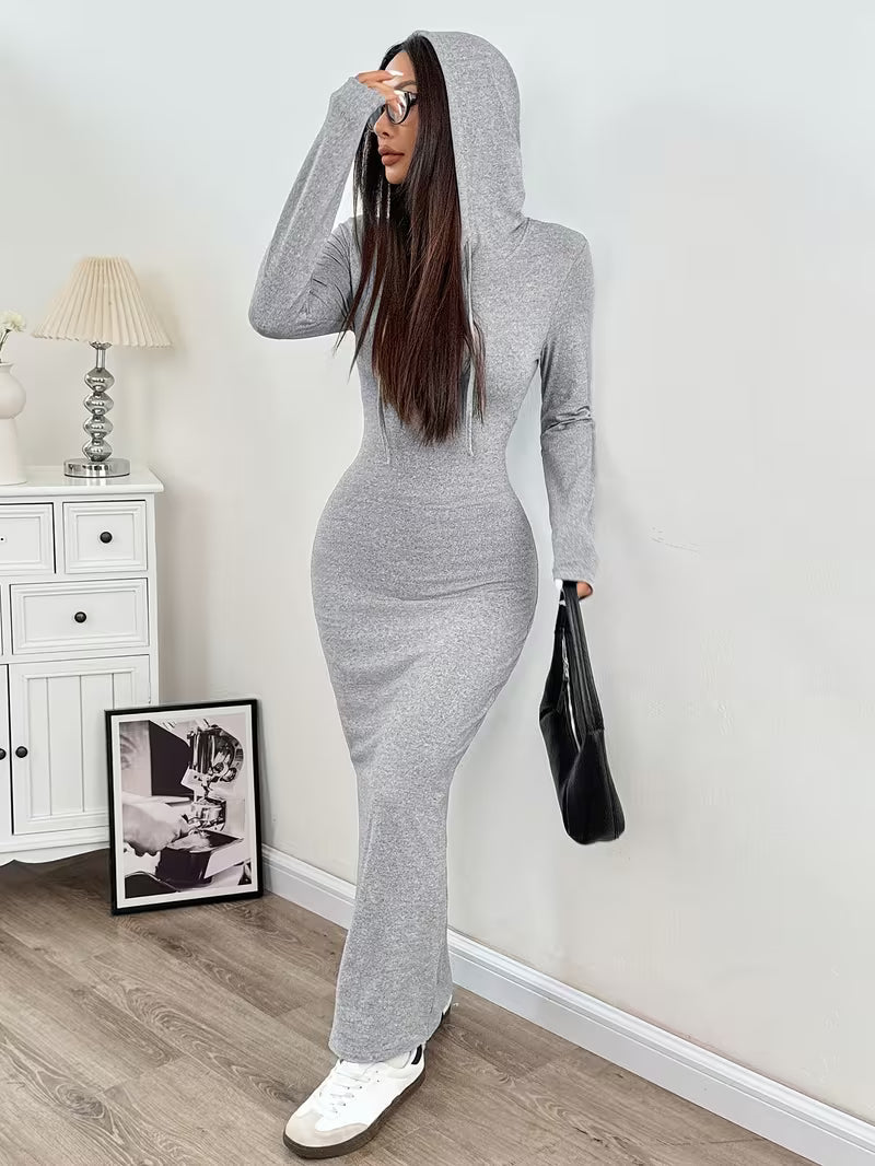 Dahye - Vestido Maxi De Manga Comprida Com Capuz