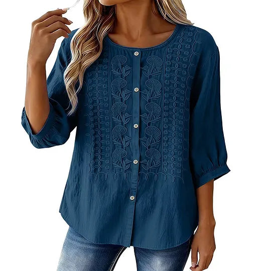 Andreza - Blusa De Algodão Com Botões