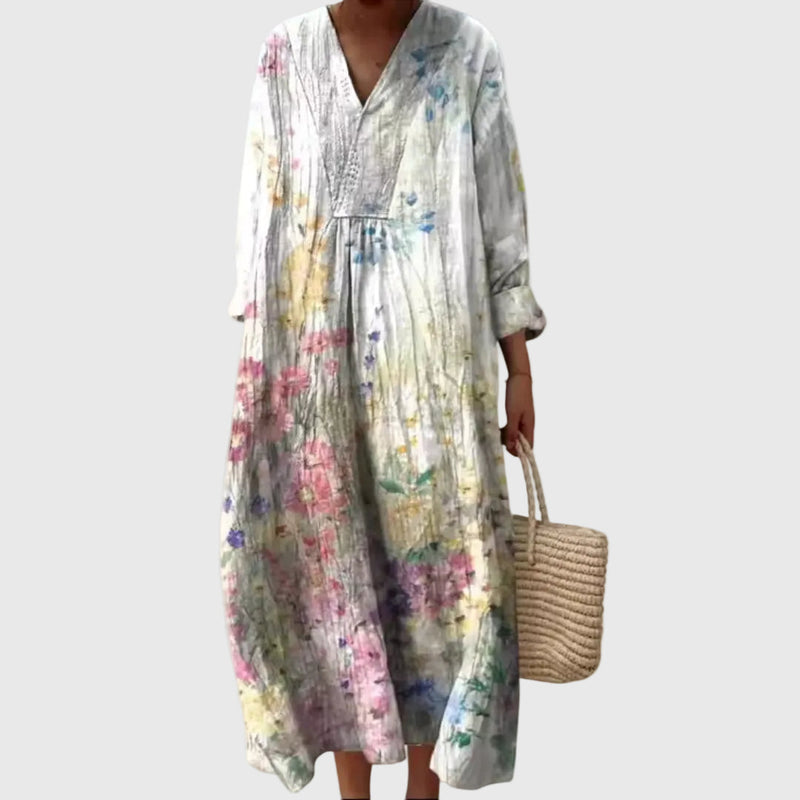 Elyana - Vestido Midi Oversized Com Decote em V