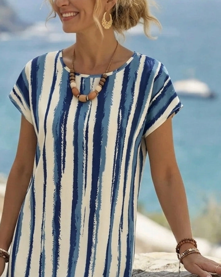 Sherrien -  Vestido de Manga Curta às Riscas