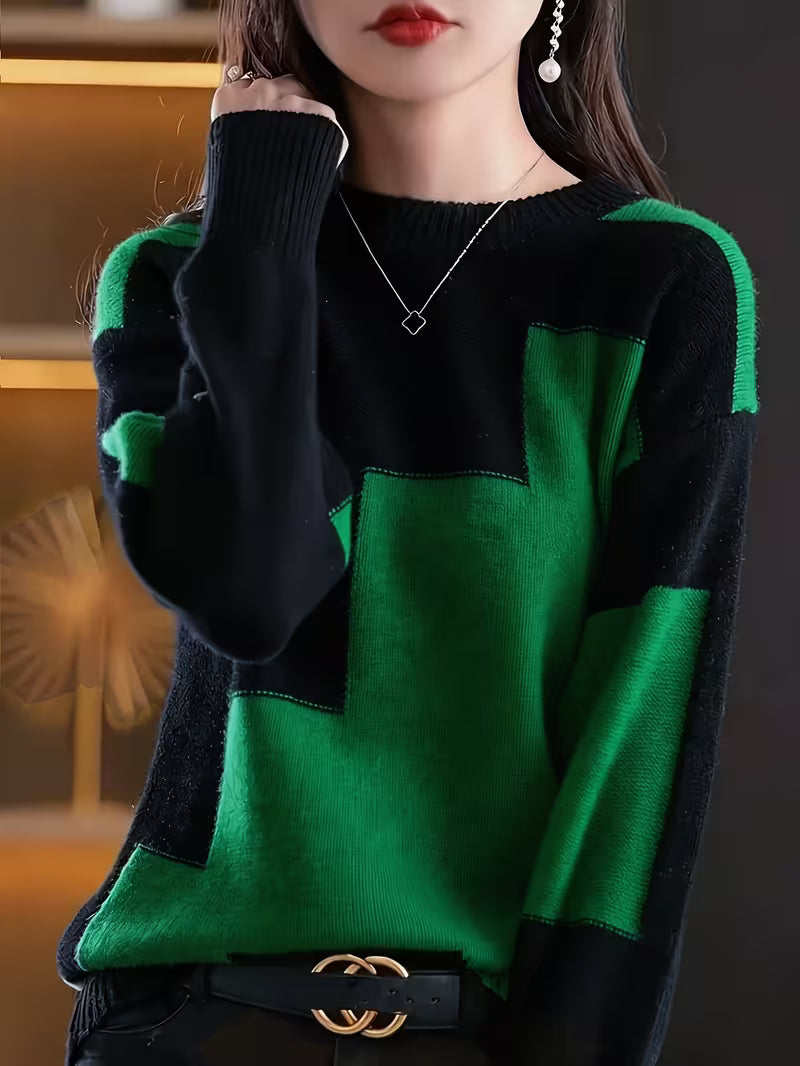 Marvelle - Camisola De Manga Comprida Com Gola Redonda E Blocos De Cor