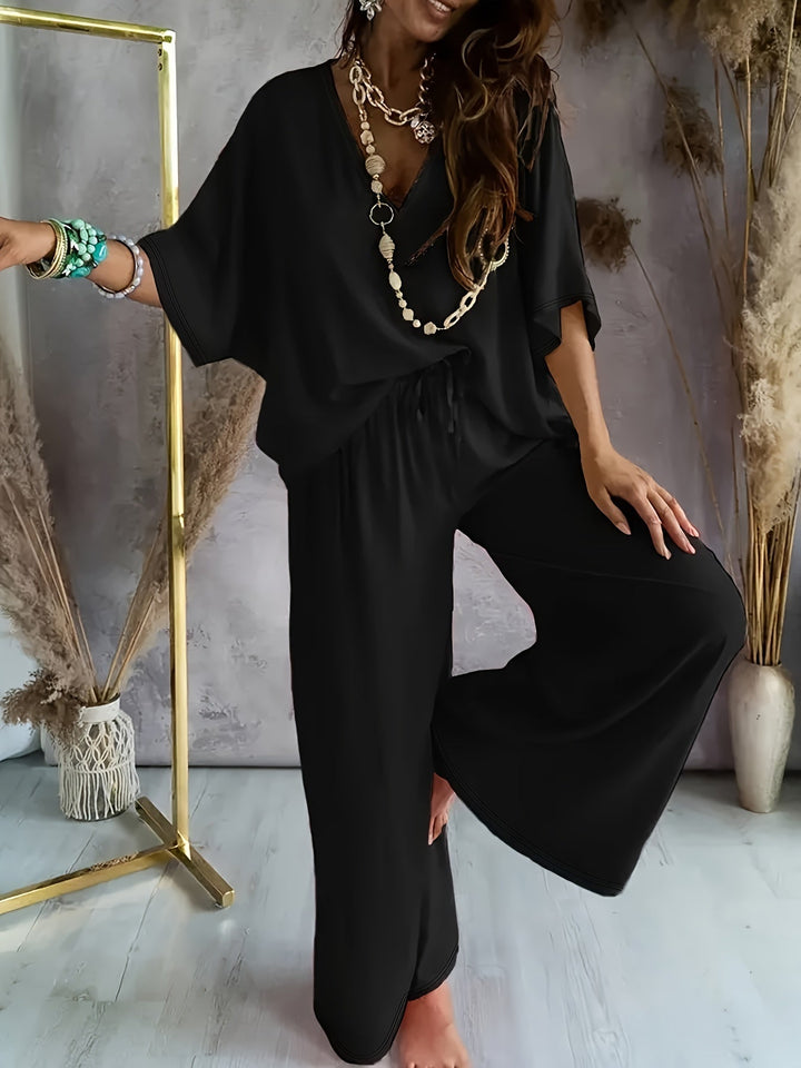 Essime - Conjunto Elegante Com Decote Em V