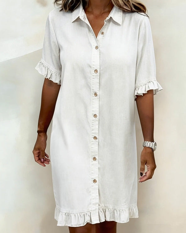 Ndapewa - Vestido Confortável de Ganga Com um Corte Lisonjeador