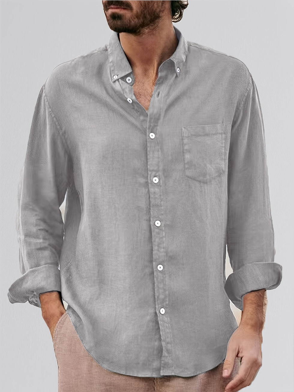 Deshawn - Camisa Clássica Com Mangas Enroladas