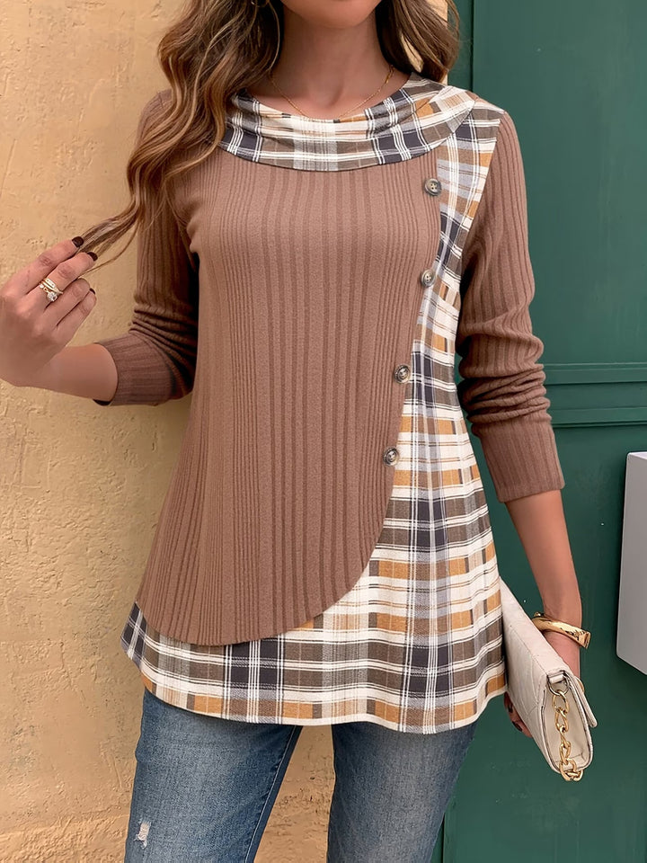 Lizeth - Camiseta De Manga Comprida Com Gola Redonda