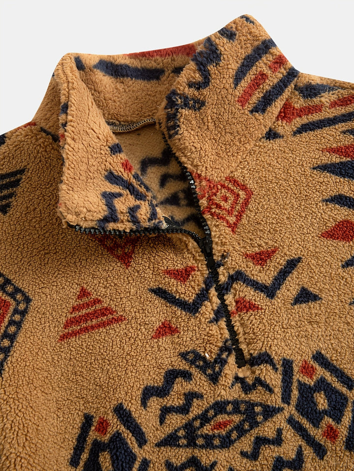 Jacco - Camisola De Velo Com Meio Fecho E Padrão Geométrico