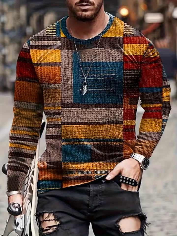 Kellan - Camisa De Manga Comprida Com Estampado Geométrico Em Patchwork