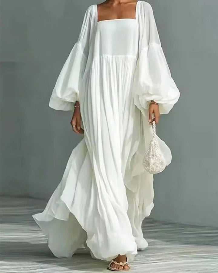 Nunila - Vestido Maxi «Fada» Com Decote Quadrado