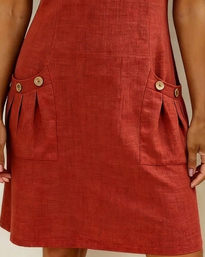 Krystan - Vestido Prático de Manga Curta Com Fecho Frontal