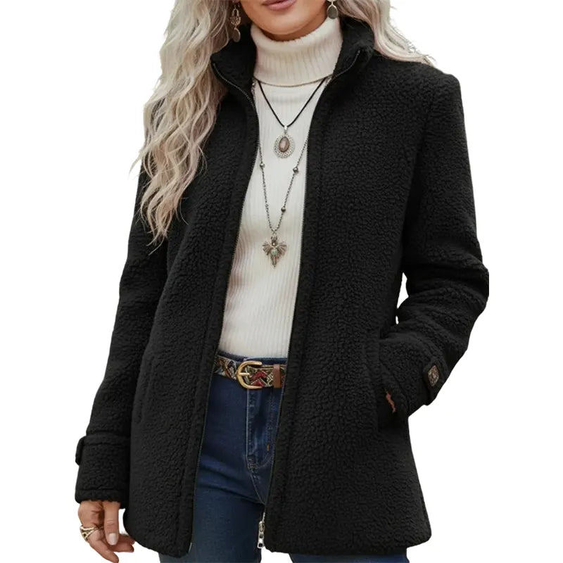 Elanne - Casaco Casual Com Gola Alta