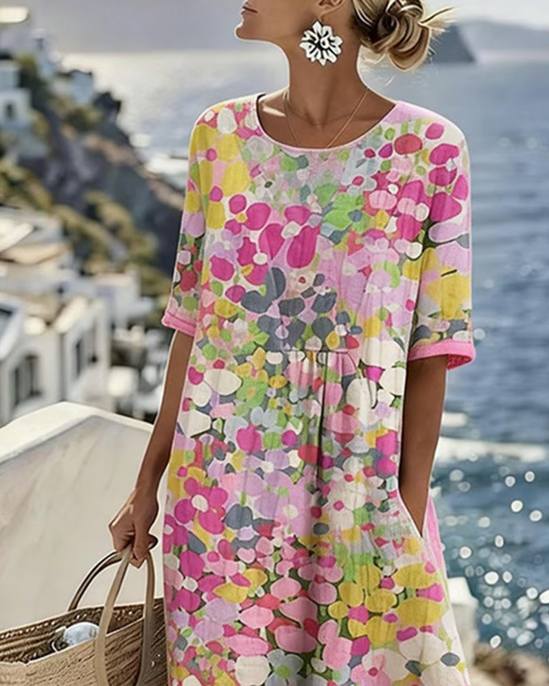 Sivena - Vestido Solto Elegante Com Estampado