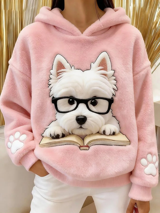 Eglantine - Camisola Com Capuz Em Flanela Com Estampado De Terrier