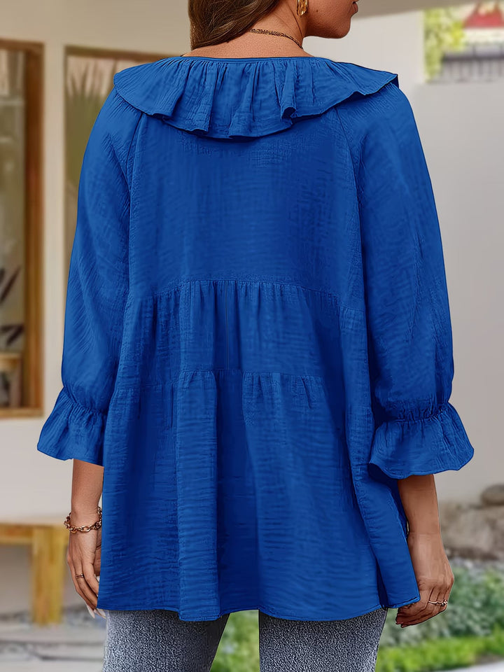 Garbine - Blusa Elegante Com Gola Com Folhos