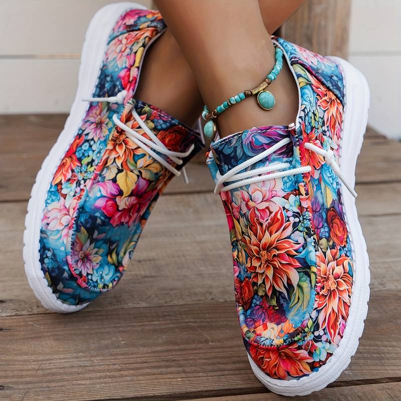 Meiriya - Ténis Casuais Com Estampado Floral Grande