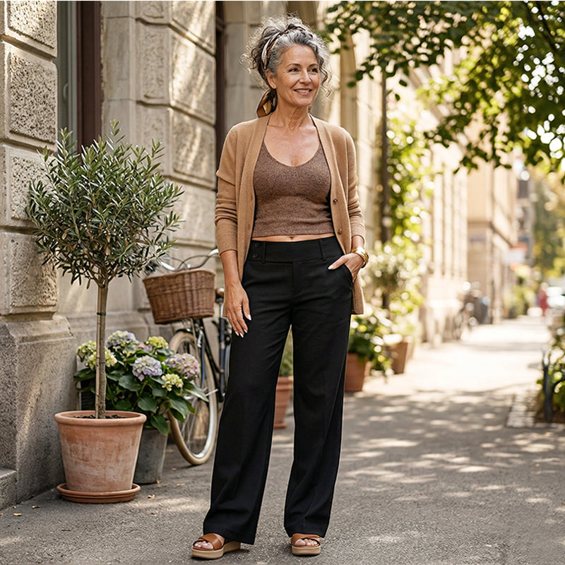 Fanny - Calças Elegantes Com Perna Larga