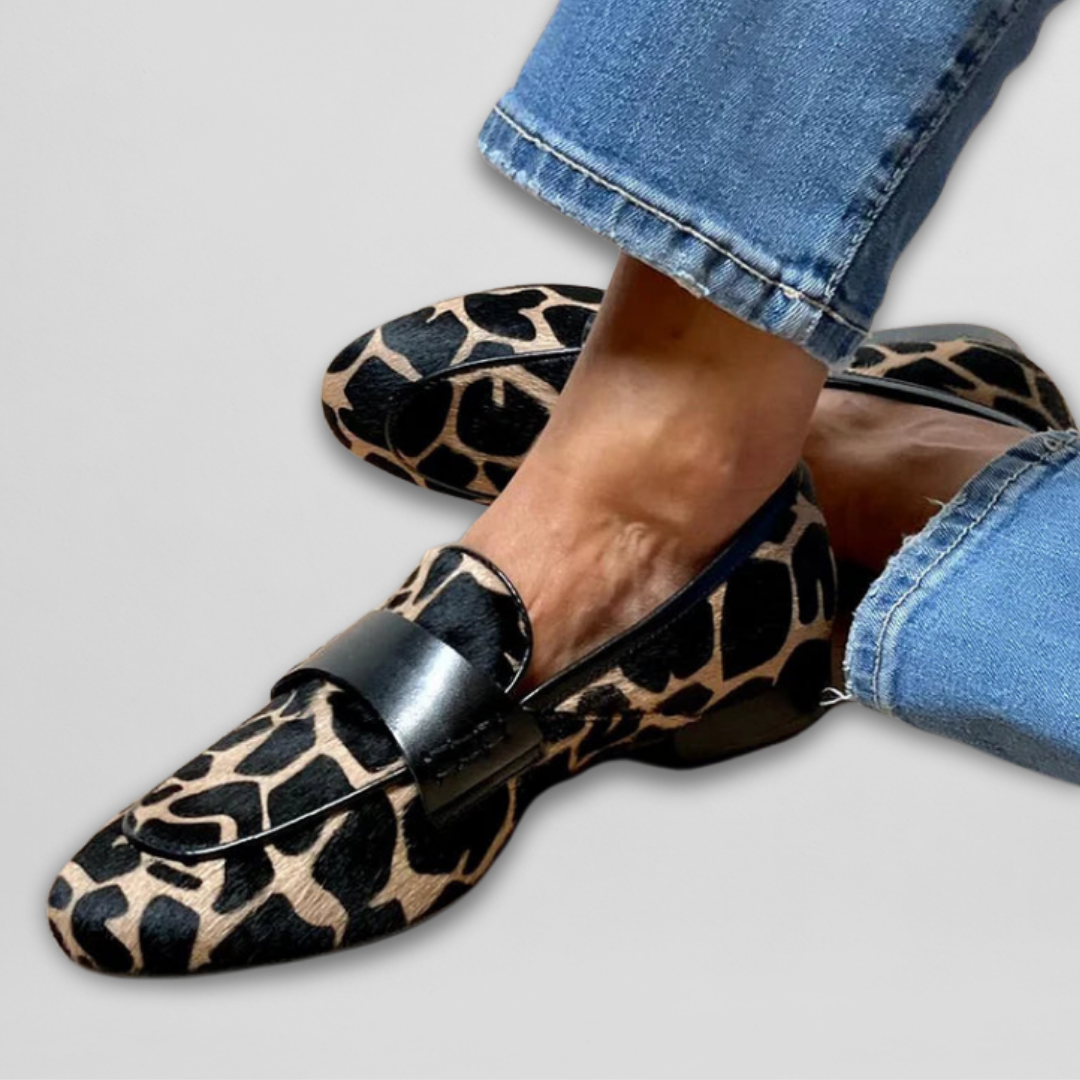 Estefania - Mocassins Elegantes Com Padrão de Girafa