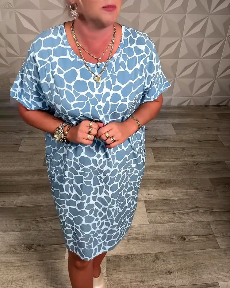 Salvinia - Vestido Casual Com Estampa e Gola Redonda