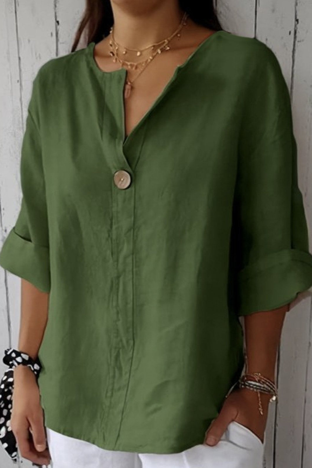 Chalina - Blusa De Linho Com Decote Em V